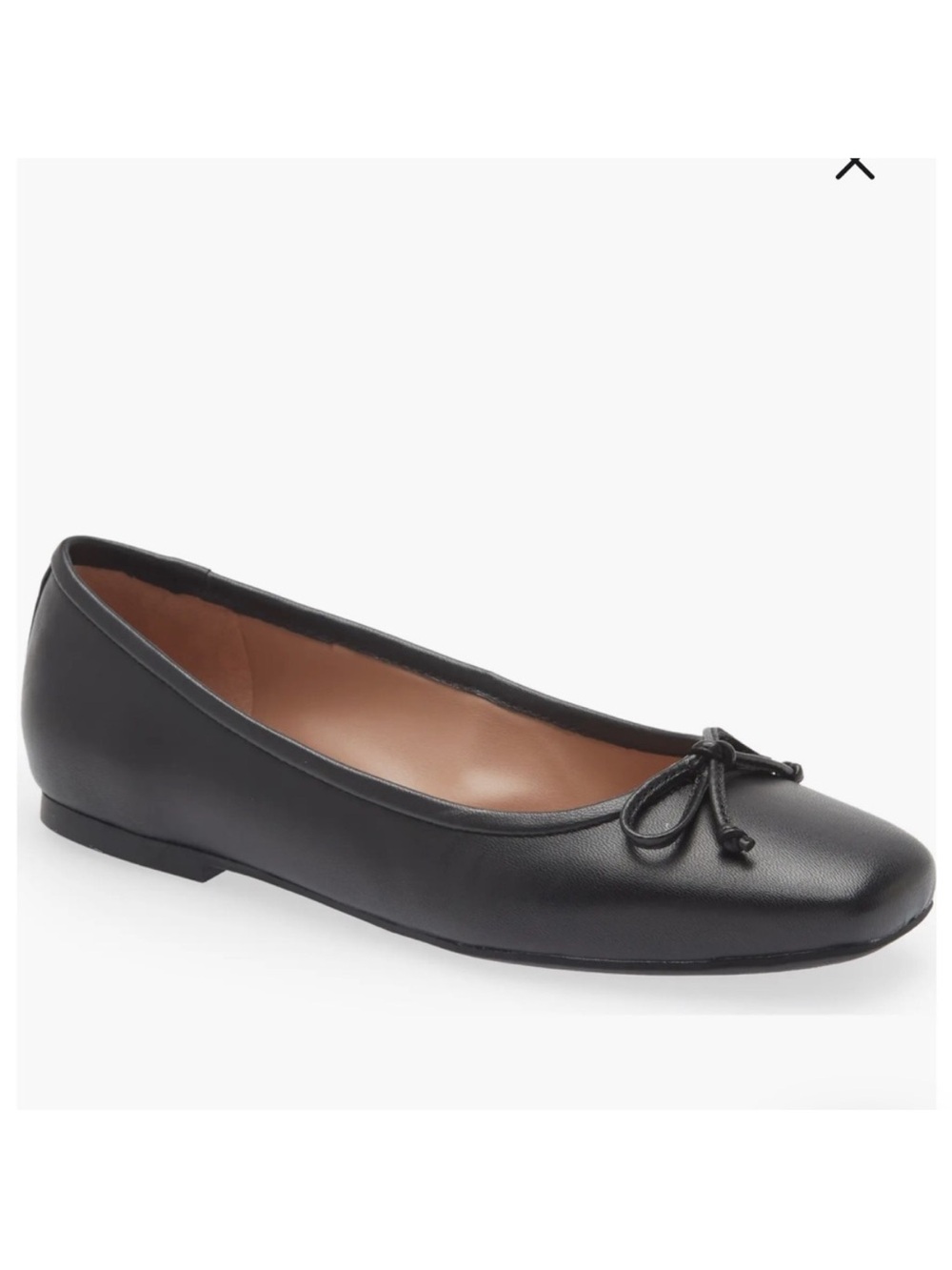 Nordstrom Black Leather Bow Ballet Flat